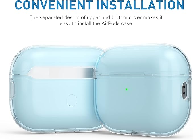 Valkit AirPods Pro 2nd Gen Case, Clear TPU Protective Cover with LED Indicator, Portable Lanyard, Cleaning Pen, Storage Bag