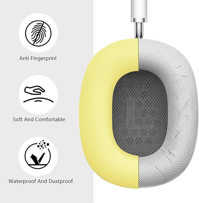 Case for Airpods Max Headphones, Ear Pad Case Cover/Ear Cups Co ver/Headband for AirPods Max (USB-C/Lightning)(2024/2020), Silicone for Apple Airpod Max,Accessories Cases(Lemon Yellow)