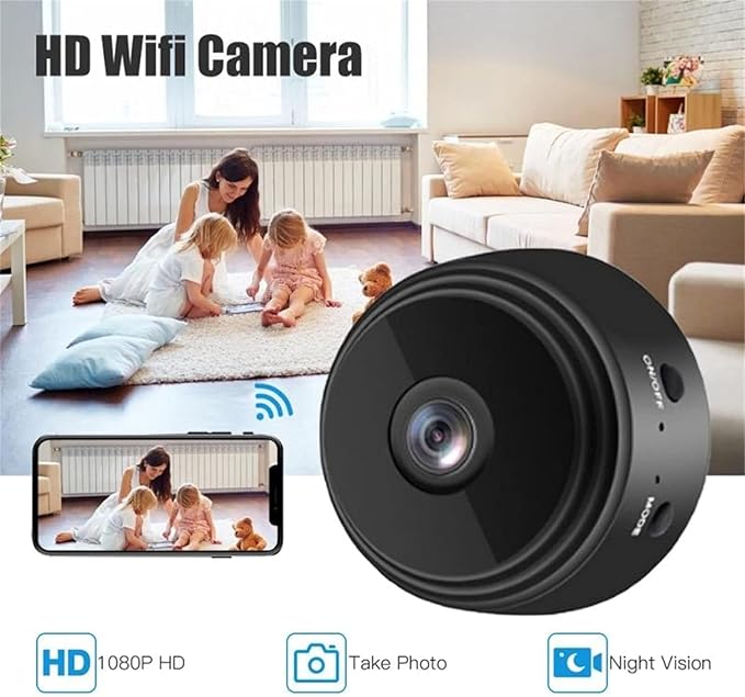 Mini Wireless Cameras, 1080P HD WiFi Small Video Cam with Motion Detection, Night Vision & App Control, Portable Indoor Camera for Home, Office, Baby and Pet Use （3 Pack）