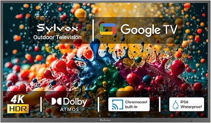 SYLVOX Smart Outdoor TV, 43 inch Outdoor Television 4K Google TV
