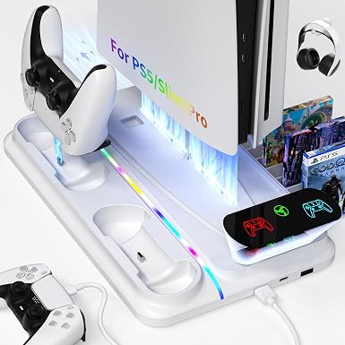 heclynis PS5 Cooling Stand for PS5/Slim/Pro, Dual Charger, RGB - Image 3
