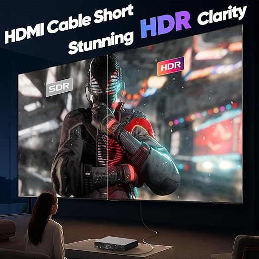 Short HDMI Cable 1FT 2-Pack,1Feet HDMI 2.0 Cable Short High Speed 4K HDMI Shielded Cord 12 inch with HDR, Ethernet/ARC, 3D, HDCP 2.2 for PC, Monitor, Roku/LG TV, PS4/PS5, Xbox, Switch, Soundbar,Camera