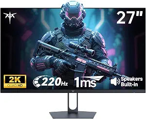 KTC 27 Inch Gaming Monitor 220Hz, 2K QHD Monitor 1ms w/Speakers H27T22C-3
