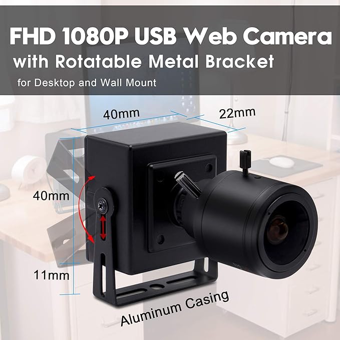 SVPRO FHD01M Manual Zoom Focus USB Camera, 2.8-12mm Varifocal Lens, 1080P FHD, 2MP High Frame Rate 100fps, UVC Plug & Play for Windows, Linux, Mac, Android