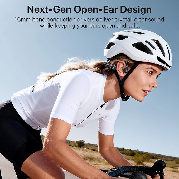 Bone Conduction Headphones, Open Ear Bluetooth Sport Headphones, IPX6 Sweat Resistant, Bluetooth V5.4, 10H Playtime, Comfortable Fit Wireless Earbuds with Mic for Running, Gym, Cycling, Outdoor, Black