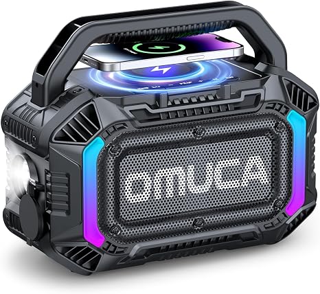Speakers Bluetooth Wireless, 100W Portable Bluetooth Speaker with Bass, IPX7 Waterproof & Floatable, 20H Playtime, RGB Light, Loud Speakers with TWS for Work, Outdoor, Garage(L-Black)