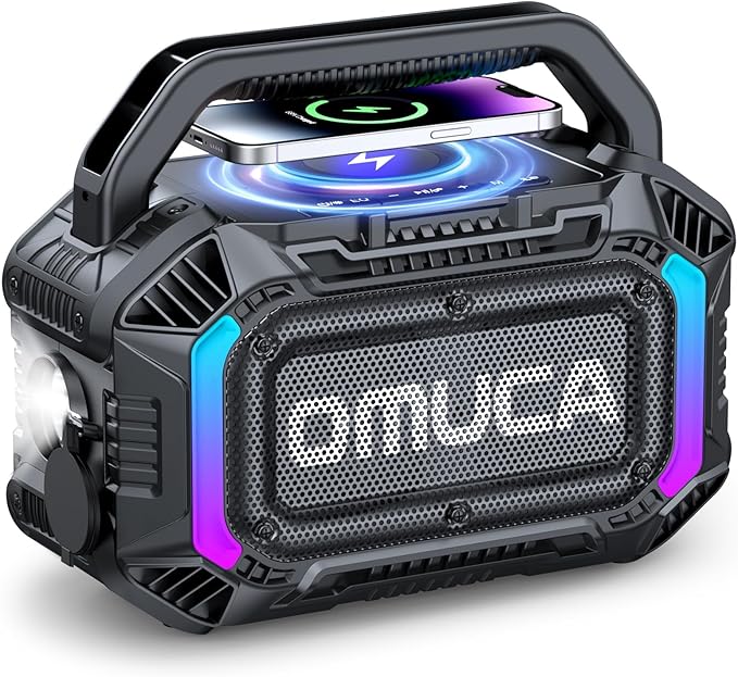 Speakers Bluetooth Wireless, 100W Portable Bluetooth Speaker with Bass, IPX7 Waterproof & Floatable, 20H Playtime, RGB Light, Loud Speakers with TWS for Work, Outdoor, Garage(L-Black)