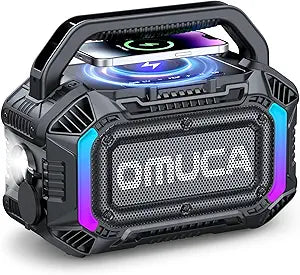 Speakers Bluetooth Wireless, 100W Portable Bluetooth Speaker with Bass, IPX7 Waterproof & Floatable, 20H Playtime, RGB Light, Loud Speakers with TWS for Work, Outdoor, Garage(L-Black)