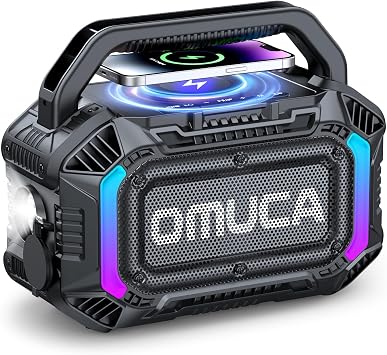 Speakers Bluetooth Wireless, 100W Portable Bluetooth Speaker with Bass, IPX7 Waterproof & Floatable, 20H Playtime, RGB Light, Loud Speakers with TWS for Work, Outdoor, Garage(L-Black)