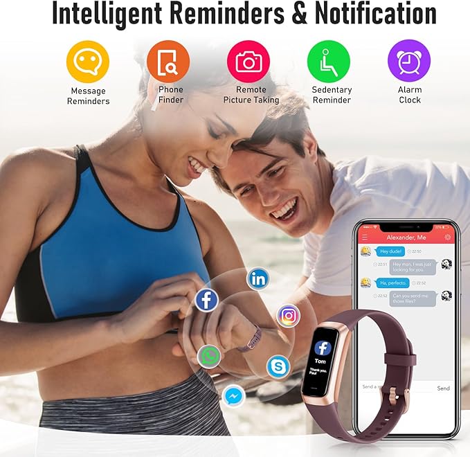 Fitness Tracker with 24/7 Heart Rate, Blood Oxygen Blood Pressure Sleep Monitor, Activity Trackers 5 ATM Waterproof,Step Calorie Counter Pedometer Health Smart Watch for Women Men