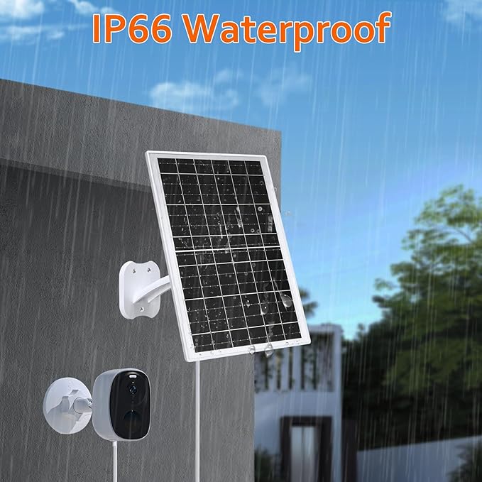 Zivif 13W Solar Panel for Outdoor Security Cameras, USB-C, Micro USB & 5.5x2.1mm DC Output, 360° Adjustable Mount, IP66 Waterproof, 7.2FT Cable, Compatible with Battery-Powered Cameras