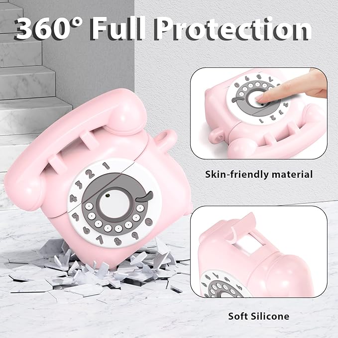 KOREDA Compatible with AirPods 4 Case Cover 2024, Cute Funny Telephone Design for Airpods 4th Generation Case with Cleaner Kit & Lanyard, Soft Silicone Shockproof Protective Case for AirPods 4 Gen