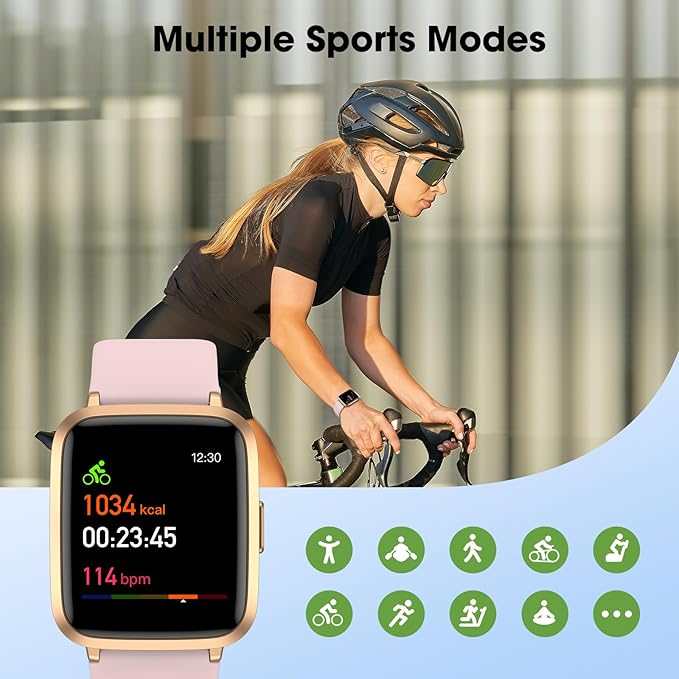Fitness Tracker Watch with Heart Rate Monitor, Activity Tracker with Pedometer, Sleep Monitor, Calories & Step Counter, IP68 Waterproof Smart Watches for Women Men Fitness Watch for Sports