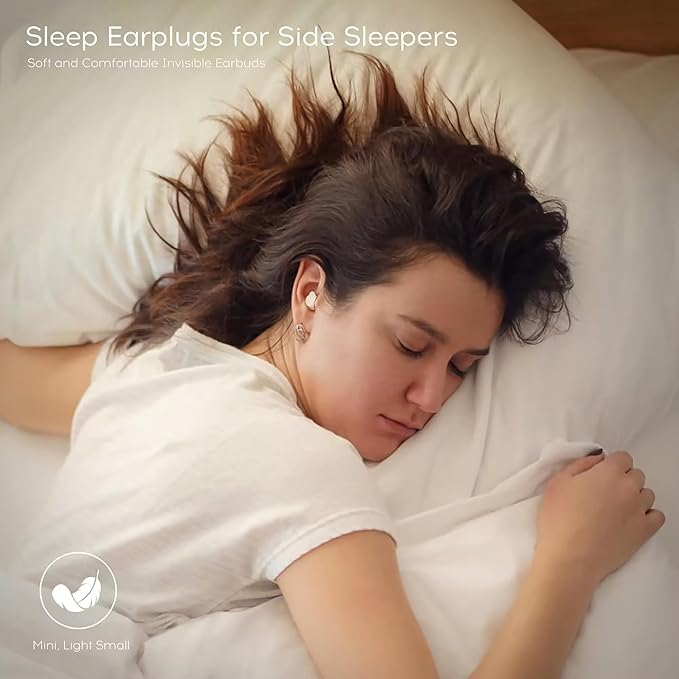 Sleep Headphones for Side Sleepers, Wireless Bluetooth 5.3 Earbuds with 28H Case, HiFi Stereo, Noise Cancelling Sleeping Headphones, Soft Comfortable Invisible for Sleeping