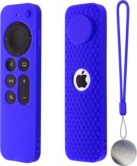 Silicone Remote Case for Apple TV 4K 2nd Gen 2021 Siri Remote Anti-Slip Durable Silicone Cover Magnetic Protective Sleeve Shockproof Remote Case(Blue)