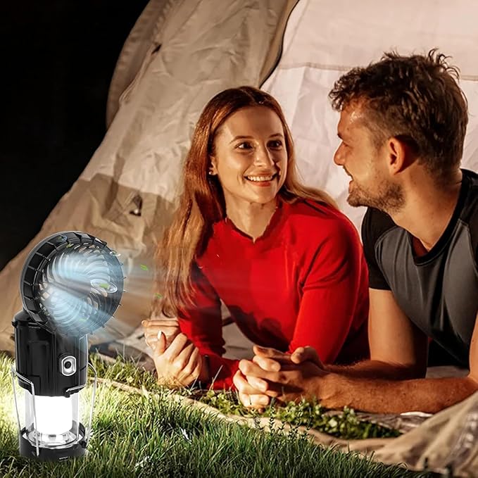4 Pack 2026 Upgrade Solar Portable Lantern Rechargeable Fan - Collapsible Lightweight LED Camping Lantern for Power Outages Flashlight Survival Kits for Outdoor Tent