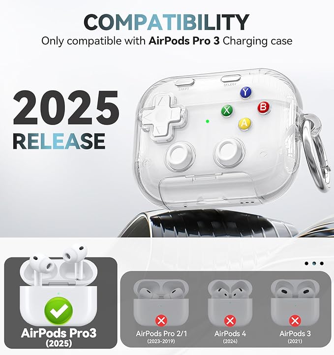 for AirPods Pro 3 Case 2025, with Pressable Button, Safety Lock & Phone Stand for Apple Air Pod Pro 3 Gen Cover, Cool Funny Gifts Case for Women Men to Relief Stress or Pass The Time,Clear White