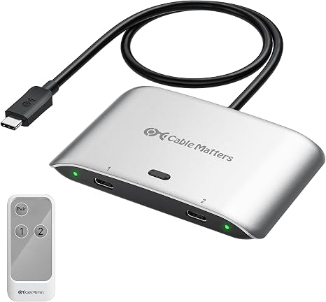 Cable Matters 20Gbps USB C KVM Switch for 2 Computers, 140W PD Charging