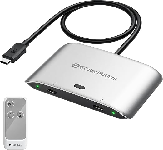 Cable Matters 20Gbps USB C KVM Switch for 2 Computers, 140W PD Charging