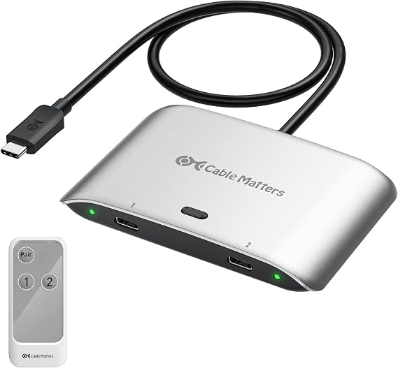 Cable Matters 20Gbps USB C KVM Switch for 2 Computers, 140W PD Charging