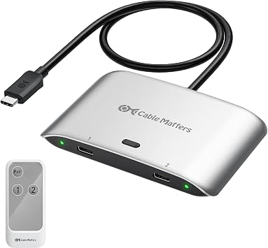 Cable Matters 20Gbps USB C KVM Switch for 2 Computers, 140W PD Charging