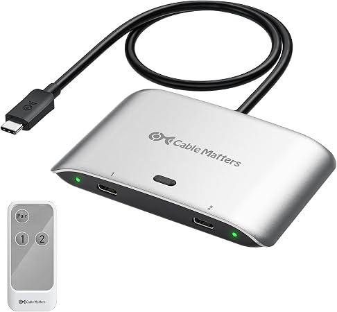 Cable Matters 20Gbps USB C KVM Switch for 2 Computers, 140W PD Charging