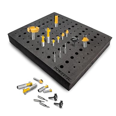 POWERTEC Router Bit Storage Inserts for 110 Bits, 50PCS 1/2" and 60PCS 1/4" Shank Router Bits, Routers Bit Holder, Bits Organizer with High Density Foam, Fits Toolbox, Drawer, Workstation (71046)