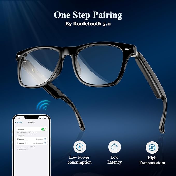 Blackview Smart Glasses, Polarized Bluetooth Sunglasses with Speaker, Voice Control, UV Protection, Anti Blue Light Lens