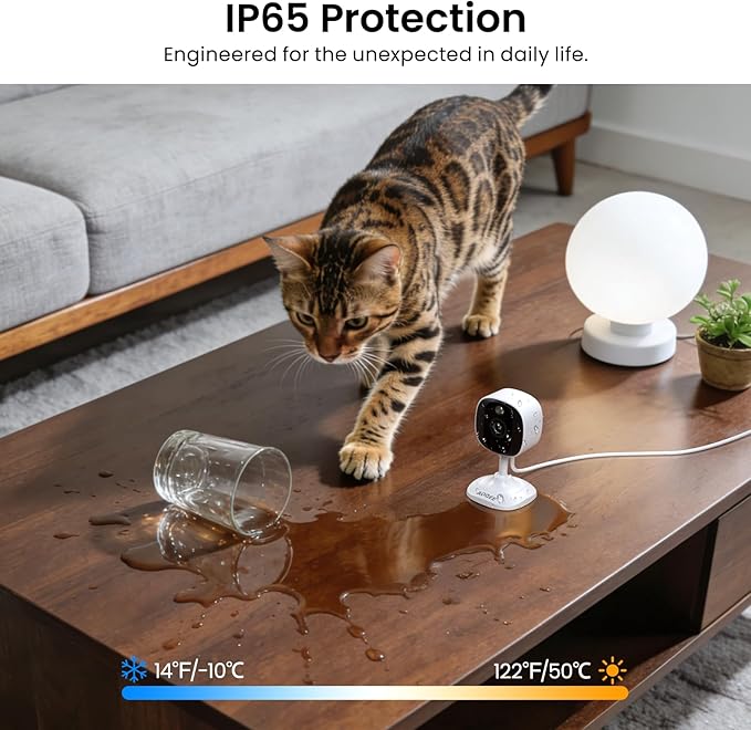 2K Cameras for Home Security-Outdoor/Indoor Camera for Dog/Cat/Pet/Nanny/Baby/Elderly, Color Night Vision, White Light, Siren, 24/7 SD Recordings, Works with Alexa, Plug in (C1-White-3pack-2.4G)