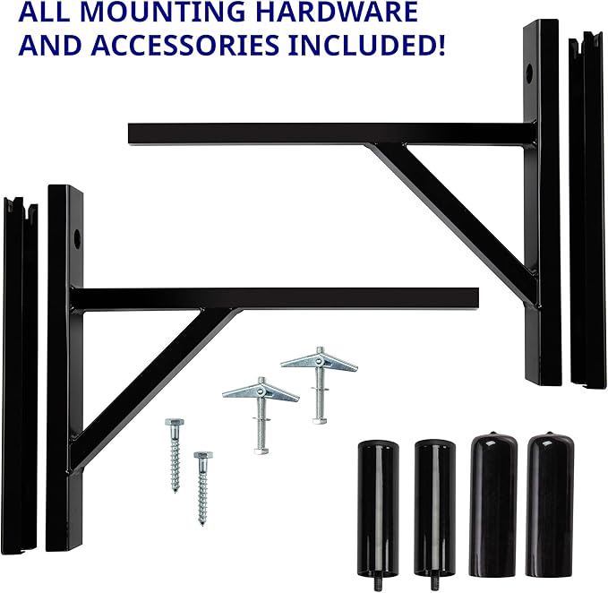 LyxPro Wall Mount Speaker Bracket for Professional Audio PA Speaker Holder Set of 2 Pair Heavy Duty Metal Supports 90 Lbs. Weight Capacity Interchangeable Posts Black - LYXWSB15B
