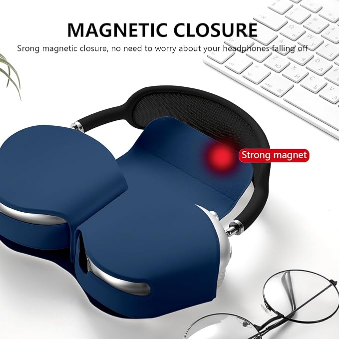 for Apple Airpods Max Case,Headphones Protective Case for AirPod Max Supports Sleep Mode, Anti-Scratch and Anti-Dust,Airpod Pro Max by PU Leather,Dark Blue 2