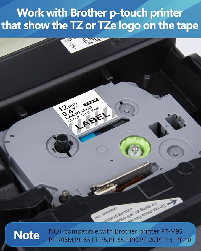 Weemay 3X Clear Label Tape Replacement for Brother Label Maker TZe Tz Tape 12mm 0.47 Laminated Clear TZe131 131 for PT H110BP D210 D220 P710BT P300BT D400 D200 H111 D600, 1/2 Inch x 26.2 Ft