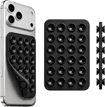Black Octobudyy Silicone Phone Sticky Grip,Removable Double Sided Phone Grip Hands-Free Mirror Cell Phone Case Mount Hands-Free Selfes & Videos for DPhone & Android, Trending TikTok Items
