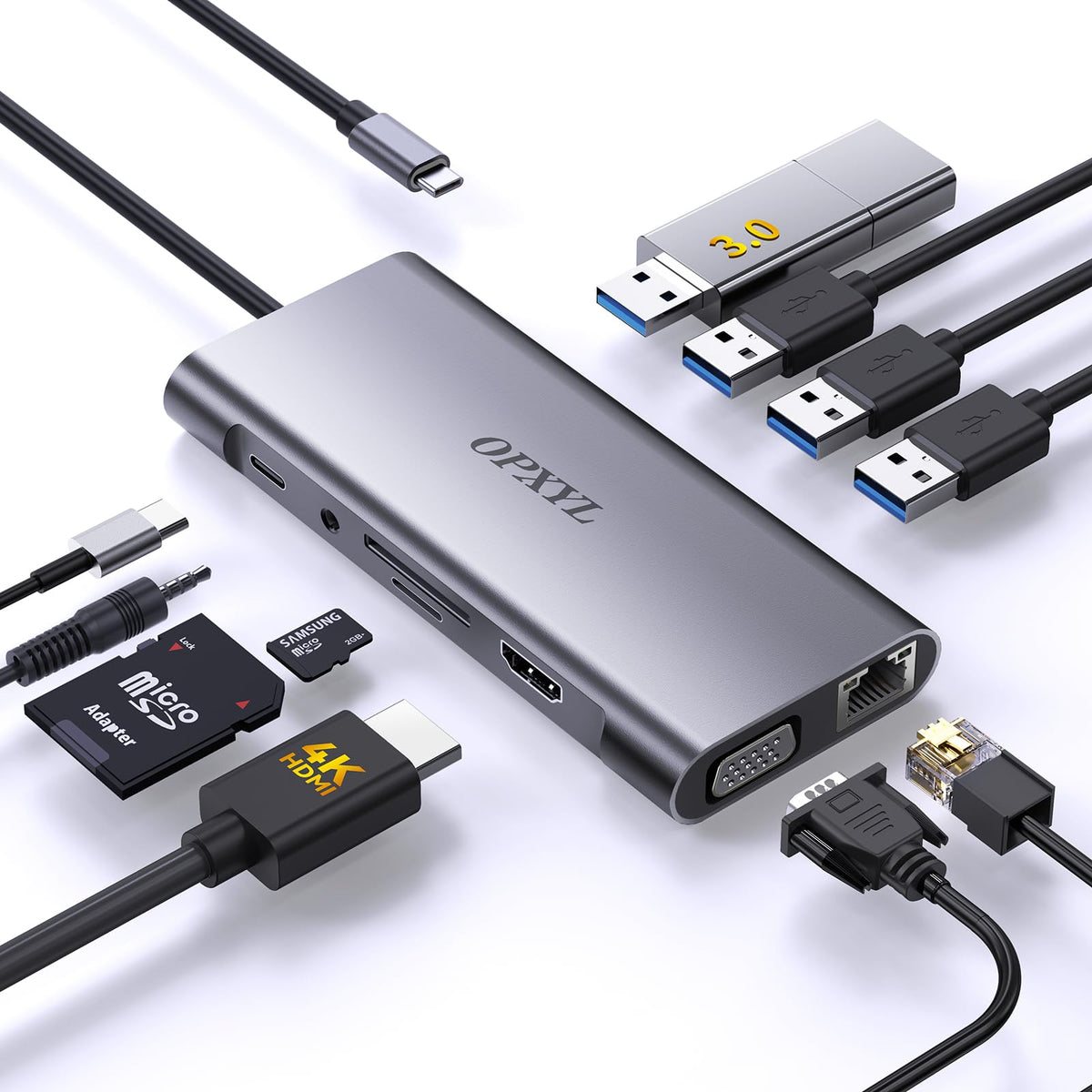 OPXYL 11-in-1 USB C Hub Multiport Adapter, USB C Doc | Computer Access - Image 1