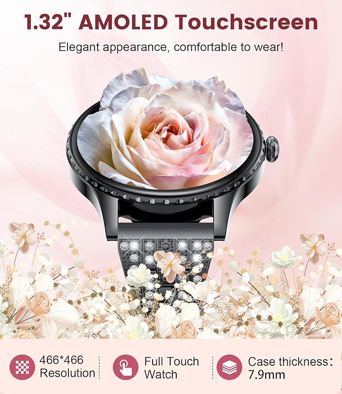 Smart Watch for Women (Answer/Make Calls), 1.32" Fitness Smartwatch with 121 Sport Modes, Heart Rate,Sleep,Step & Calorie Monitor,IP68 Waterproof Activity Tracker for Android iOS