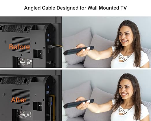 CableCreation 3ft 4K HDMI Cable - Right Angle 90 Degree, Male to Male Cable for Ultra HD 4K@60Hz, 3D Video - 2-Year Warranty