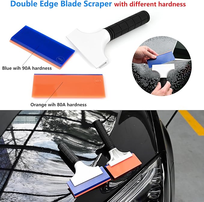 EHDIS 2PCS Double Edge Blade Small Rubber Squeegee 5-inch Handy Window Shower Squeegee Auto Water Blade for Car Windshield, Window