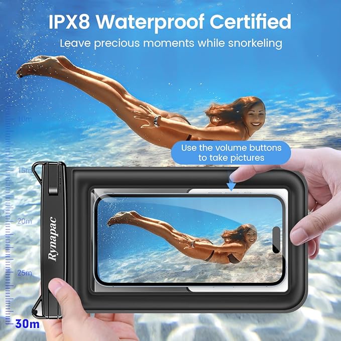 [Up to 8.5"] Floating Waterproof Phone Pouch, 2Pack Waterproof Phone Case with Lanyard for iPhone 17 16 15 14 Pro Max, Galaxy S25 S24 Ultra, IPX8 Cellphone Dry Bag, Beach Essentials Travel Must Haves