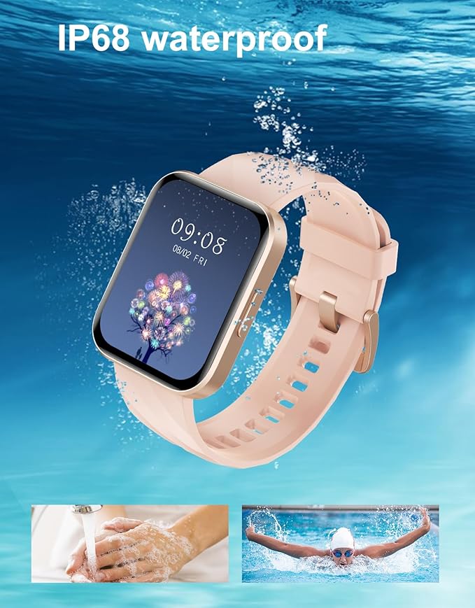 Smart Watches for Men Women (Answer/ Make Calls) Compatible with iPhone Android Phones, 1.85" Smartwatch Fitness Tracker with 100+ Sports Heart Rate Monitor Pedometer Sleep Tracker Waterproof (Pink)