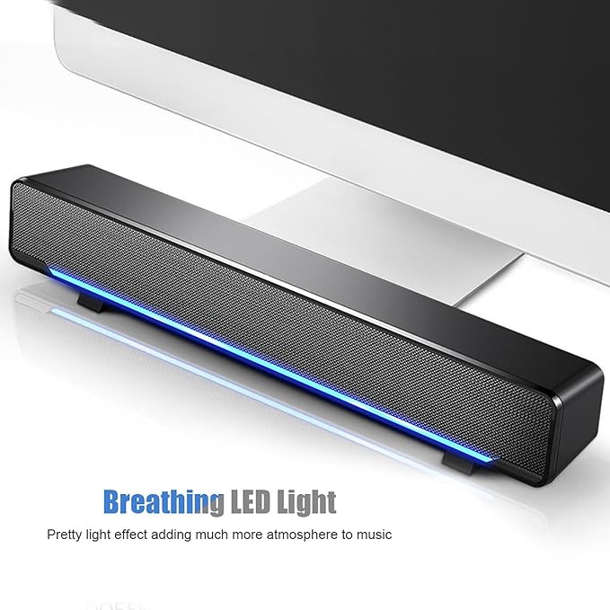 Yosoo Sound, PC Soundbar Portable Soundbar Soundbar Sound for Smart Tv Speakers for Tv with 3.5mm Input Soundbar Music Player Bass Surround Sound Box (Black)