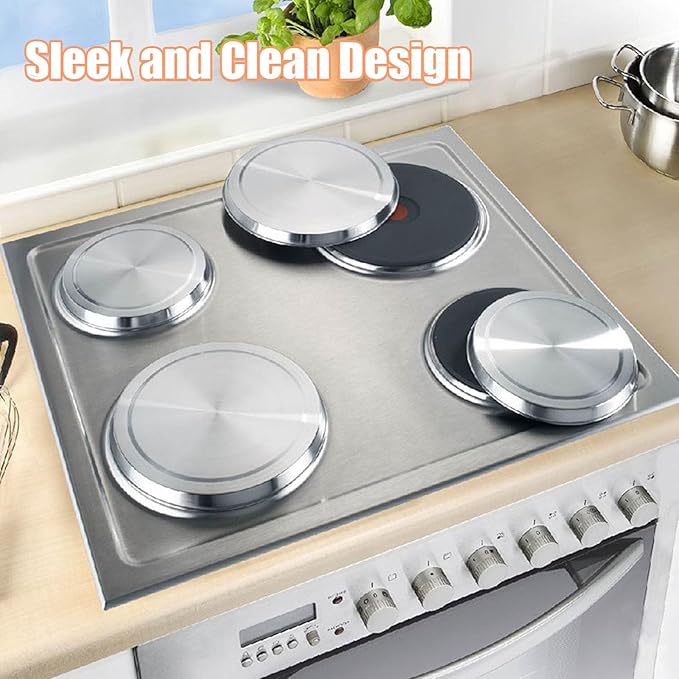4PCS Stainless Steel Stove Burner Covers, Electric Stove Burner Covers Round Kitchen Stove Top Burner Covers Silver Stove Cover Set for Kitchen