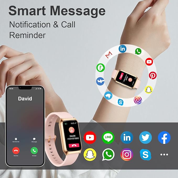 GADIXY Smart Watches for Women,7 Day+ Battery,Aluminium Case,with Heart Rate/Blood Oxygen/Sleep Tracker,IP68 Smart Watch for Android&iOS,Steps/Calorie/Distance,Pink