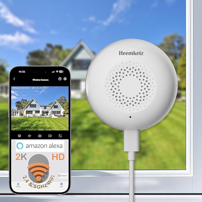 3MP Window Security Camera, 5GHz & 2.4GHz WiFi 6 Indoor/Outdoor Monitoring, Max AI Color Night Vision, 110° Wide Angle, Easy Stick-on Install, Alexa Compatible, 24/7 Recording
