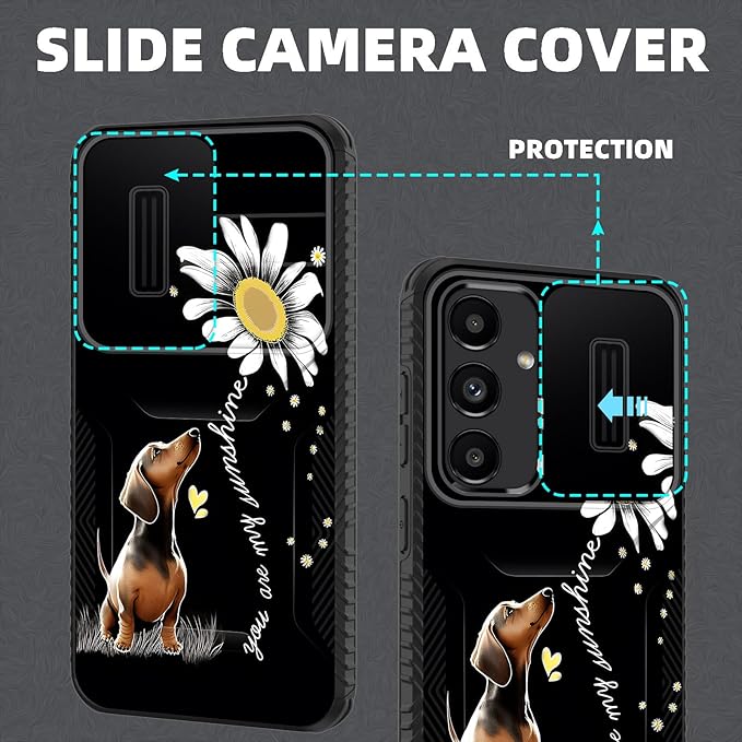 for Galaxy S26 Case Built in Slide Camera Lens Cover,Heavy Duty Shockproof Protection Dual Layer Case for Samsung Galaxy S26 6.3" 2026,You are My Sunshine Dachshund