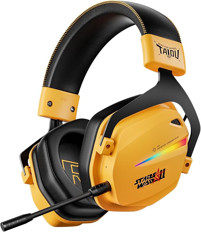 THS326 Wireless Gaming Headset 7.1 Surround Sound for PS5 PS4 PC Switch TOPSPEED Gaming Headphones, Noise Canceling Mic, 250Hr Battery, Low 15ms Latency, Lightweight, BT 5.3 FPS Games (Orange)