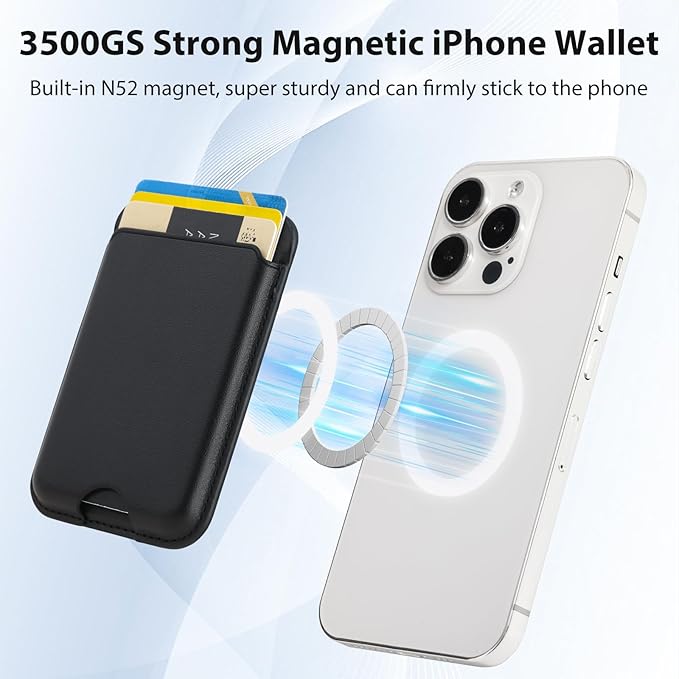 Magnetic Wallet Compatible with Magsafe,2Pack with Mag Safe Card Holder for Apple iPhone 15/14/13/12 Pro/Max/Plus/Case,Vegan Leather RFID Phone Wallet Fits 4 Cards - White+Black