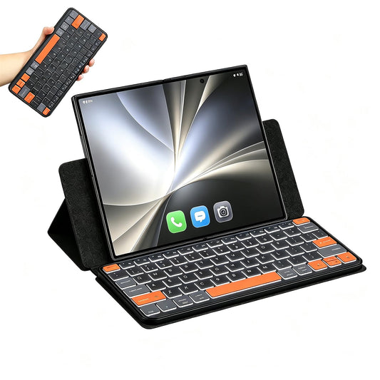 Foldable Keyboard with 7-Color Backlit & Any-Angle Stand for iPad/iPhone