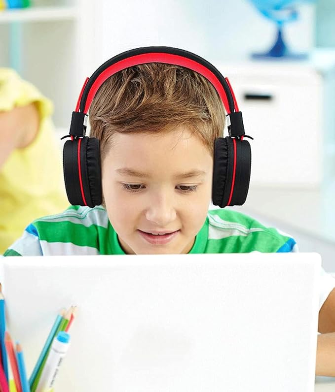 Kid Headphones for School, USB Type C Kids Headphone with LED Lights, Wired Boys Girls Headphones with Safe Limiter 85dB/94dB, Foldable On Ear Headphones with Microphones for School/iPad, Black