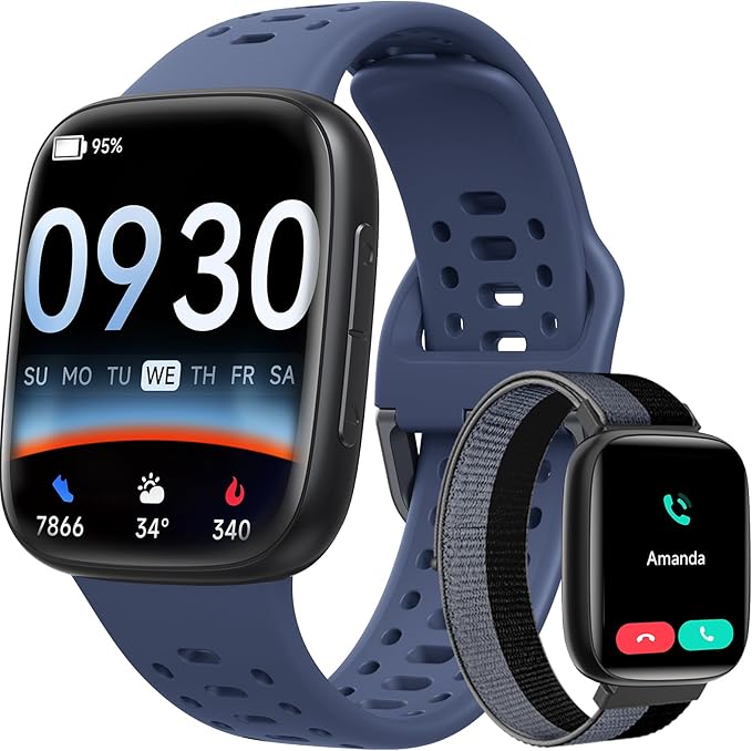 Smart Watches for Women/Men Android iPhone, [1.85" AMOLED Screen] Smartwatch Fitness Tracker 3ATM Waterproof with Bluetooth Calls, AI Control, Heart Rate/SpO2/Sleep Monitor, 7 Days Battery