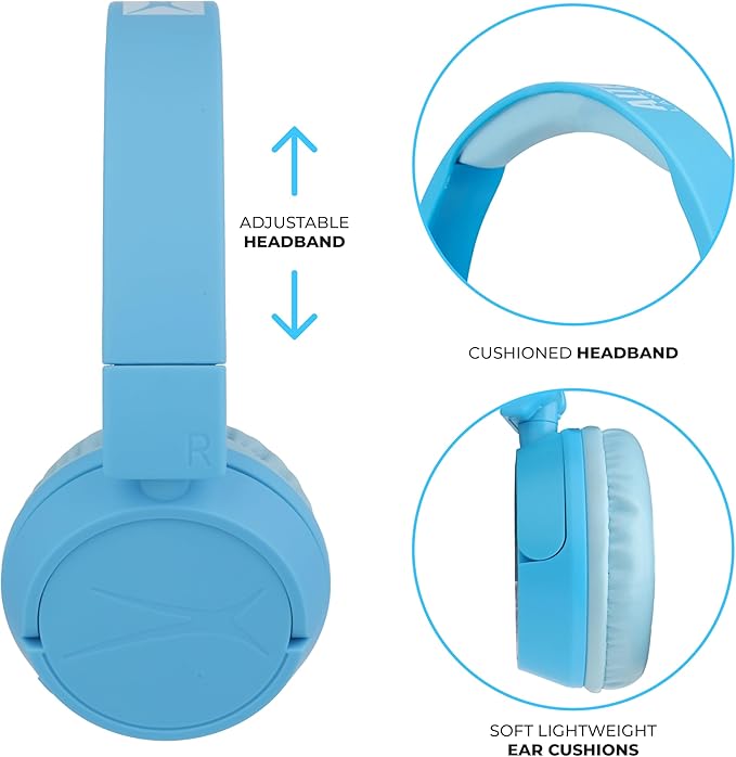 Altec Lansing - Kid Safe 2-in-1 Bluetooth Headphones, Safe Volume Limiting, Foldable Design, Enjoy Audio and Protect Your Child's Hearing (Blue)
